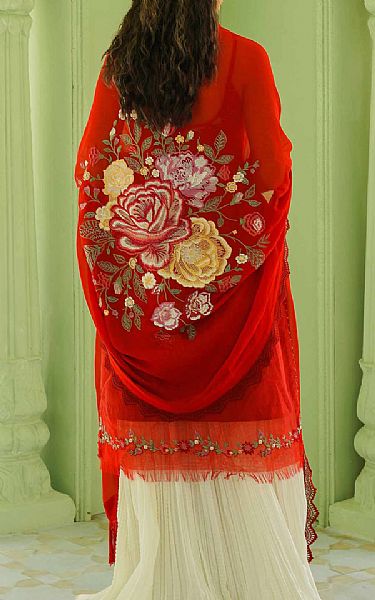 Zara Shahjahan Red Jacquard Suit | Pakistani Lawn Suits- Image 2