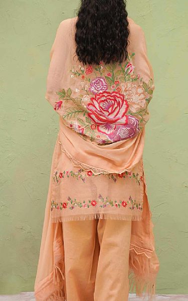 Zara Shahjahan Peach Jacquard Suit | Pakistani Lawn Suits- Image 2