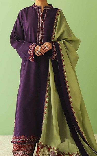 Zara Shahjahan Indigo Jacquard Suit | Pakistani Lawn Suits- Image 1