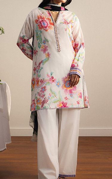 Zara Shahjahan Off White Lawn Suit | Pakistani Lawn Dress in USA- Image 1