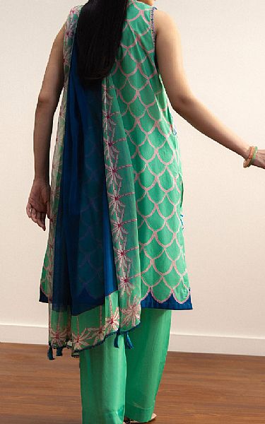 Zara Shahjahan Emerald Green Lawn Suit | Pakistani Lawn Dress in USA- Image 2