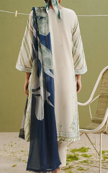 Zara Shahjahan Off White Lawn Suit | Pakistani Lawn Dress in USA- Image 2