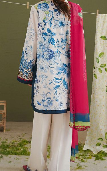 Zara Shahjahan White/Blue Lawn Suit | Pakistani Lawn Dress in USA- Image 2
