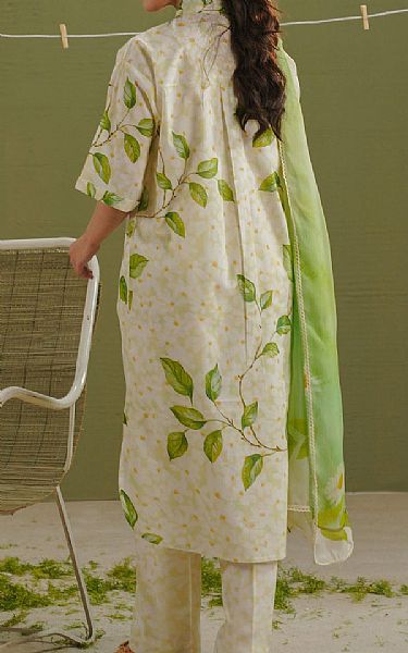 Zara Shahjahan Off White/Light Olive Lawn Suit | Pakistani Lawn Dress in USA- Image 2