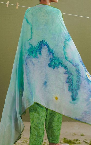 Zara Shahjahan Green Lawn Suit | Pakistani Lawn Dress in USA- Image 2