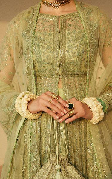 Zara Shahjahan Olive Green Net Suit | Pakistani Embroidered Chiffon Dresses USA- Image 3