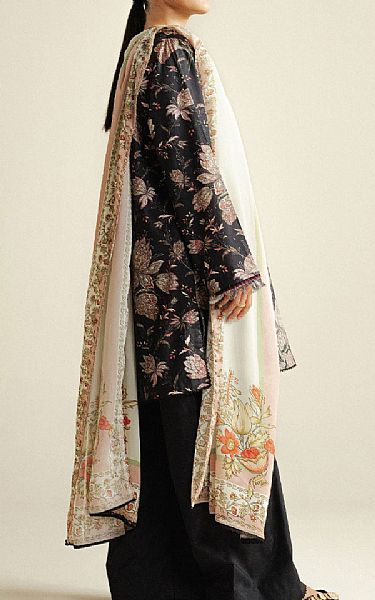 Zara Shahjahan Black Cambric Suit | Pakistani Winter Dresses in USA- Image 2