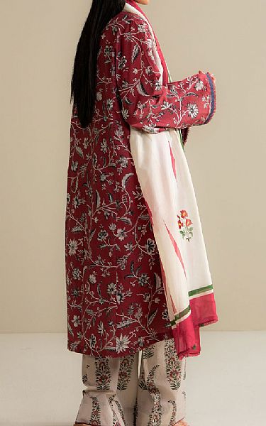 Zara Shahjahan Dusty Red Lawn Suit | Pakistani Lawn Dress in USA- Image 2