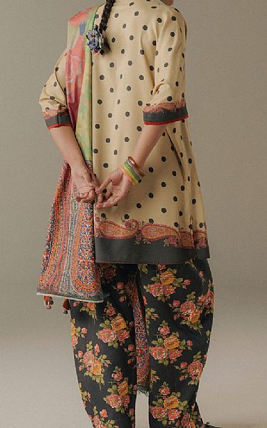Zara Shahjahan Ivory/Black Linen Suit | Pakistani Winter Dresses in USA- Image 2