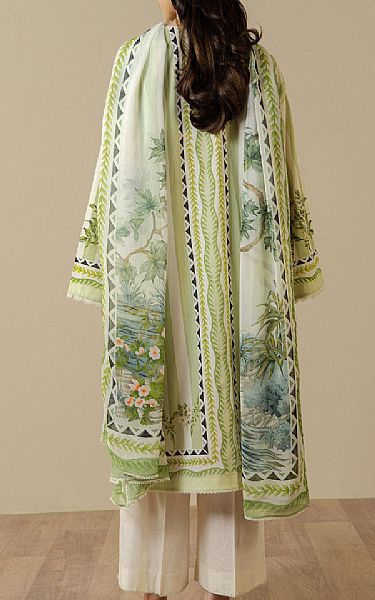 Zara Shahjahan Pistachio/Ivory Lawn Suit | Pakistani Lawn Dress in USA- Image 2