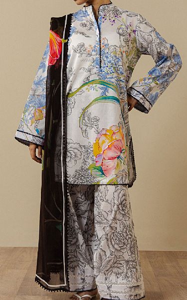 Zara Shahjahan Grey Lawn Suit | Pakistani Lawn Dress in USA- Image 1