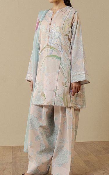 Zara Shahjahan Pink Lawn Suit | Pakistani Lawn Dress in USA- Image 1
