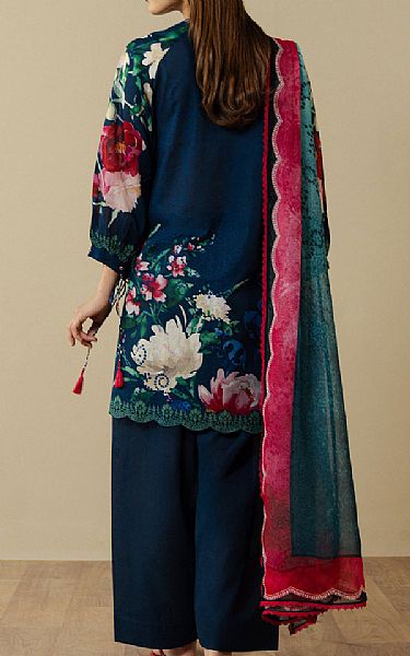 Zara Shahjahan Navy Blue Lawn Suit | Pakistani Lawn Dress in USA- Image 2