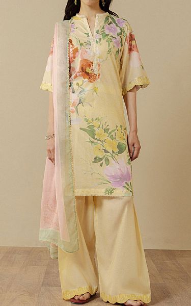 Zara Shahjahan Yellow Lawn Suit | Pakistani Lawn Dress in USA- Image 1