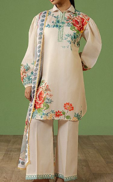 Zara Shahjahan Off-white Lawn Suit | Pakistani Lawn Dress in USA- Image 1