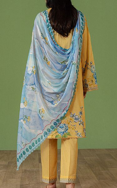 Zara Shahjahan Golden Yellow Lawn Suit | Pakistani Lawn Dress in USA- Image 2