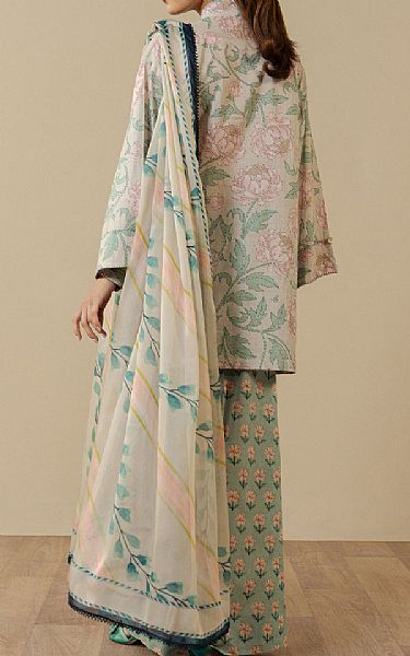 Zara Shahjahan Pink/Turquoise Lawn Suit | Pakistani Lawn Dress in USA- Image 2