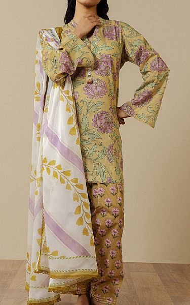 Zara Shahjahan Yellow/Mustard Lawn Suit | Pakistani Lawn Dress in USA- Image 1