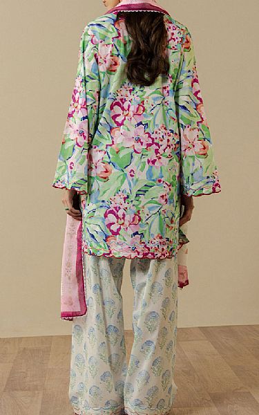 Zara Shahjahan Pink/Green Lawn Suit | Pakistani Lawn Dress in USA- Image 2