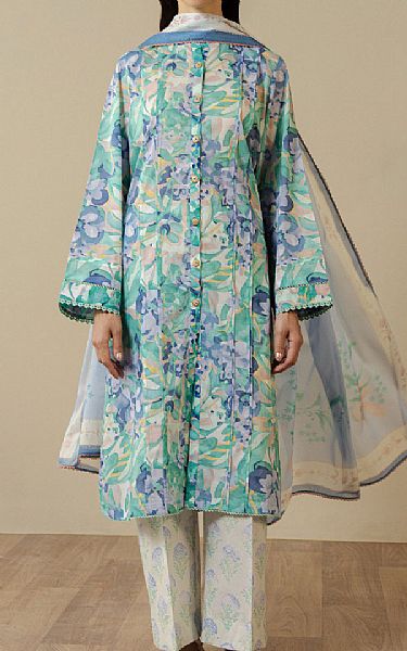 Zara Shahjahan Aqua Lawn Suit | Pakistani Lawn Dress in USA- Image 1