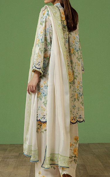 Zara Shahjahan Off-white Lawn Suit | Pakistani Lawn Dress in USA- Image 2
