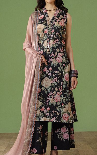 Zara Shahjahan Black Lawn Suit | Pakistani Lawn Dress in USA- Image 1