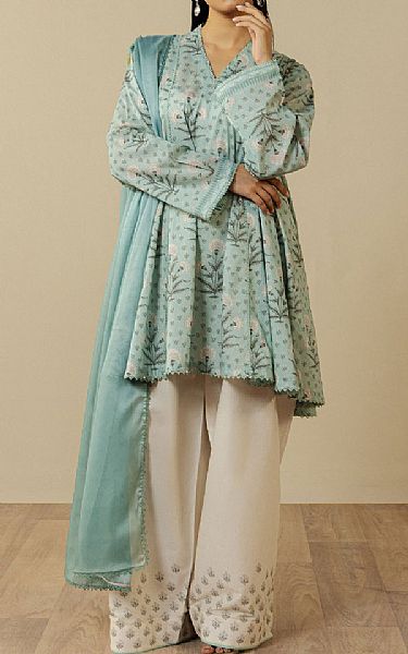 Zara Shahjahan Light Turquoise Lawn Suit | Pakistani Lawn Dress in USA- Image 1