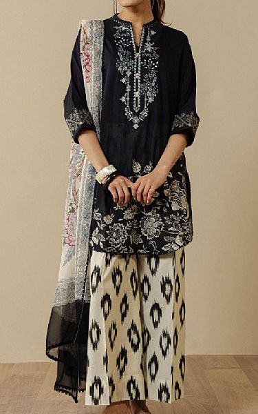 Zara Shahjahan Black Lawn Suit | Pakistani Lawn Dress in USA- Image 1