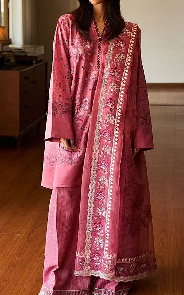 Zara Shahjahan Rose Pink Lawn Suit | Pakistani Lawn Dress in USA- Image 1