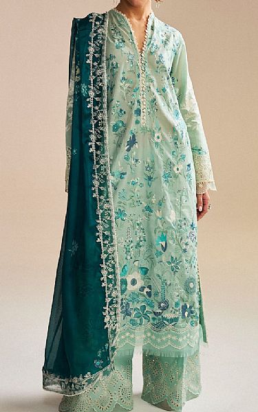 Zara Shahjahan Summer Green Lawn Suit | Pakistani Lawn Dress in USA- Image 1