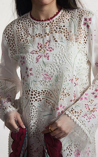 Zara Shahjahan White Lawn Suit | Pakistani Lawn Dress in USA- Image 2