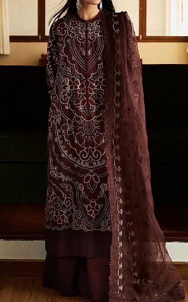 Zara Shahjahan Brown Lawn Suit | Pakistani Lawn Dress in USA- Image 1