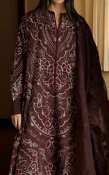 Zara Shahjahan Brown Lawn Suit | Pakistani Lawn Dress in USA- Image 2