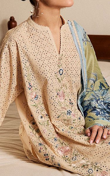 Zara Shahjahan Ivory Lawn Suit | Pakistani Lawn Dress in USA- Image 2
