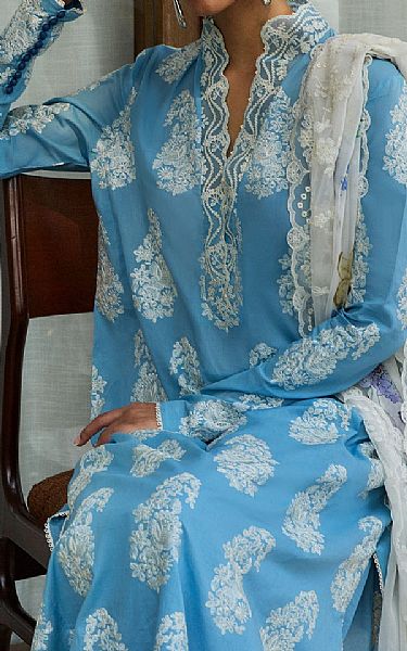 Zara Shahjahan Picton Blue Lawn Suit | Pakistani Lawn Dress in USA- Image 2