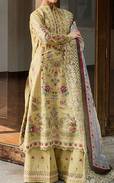 Zara Shahjahan Light Olive Green Lawn Suit | Pakistani Lawn Dress in USA- Image 2