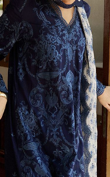 Zara Shahjahan Navy Blue Lawn Suit | Pakistani Lawn Dress in USA- Image 2