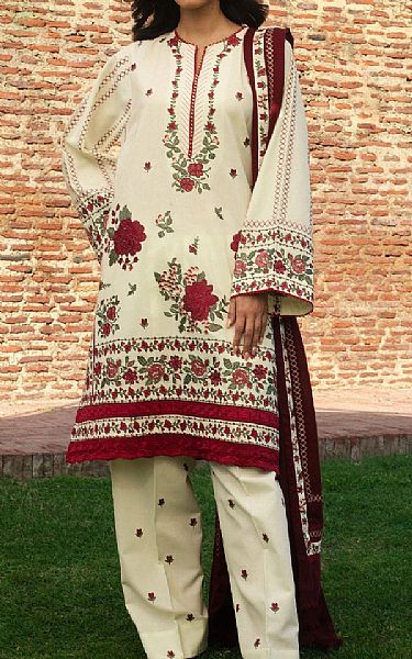 Zara Shahjahan Off White Khaddar Suit | Pakistani Winter Dresses in USA- Image 1