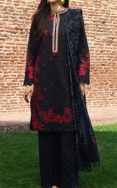 Zara Shahjahan Black Khaddar Suit | Pakistani Winter Dresses in USA- Image 1