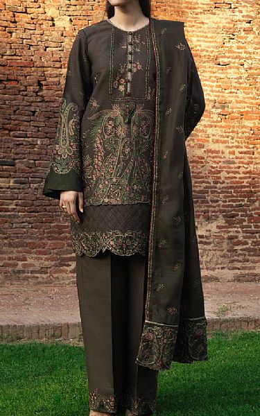 Zara Shahjahan Fuscous Grey Khaddar Suit | Pakistani Winter Dresses in USA- Image 1