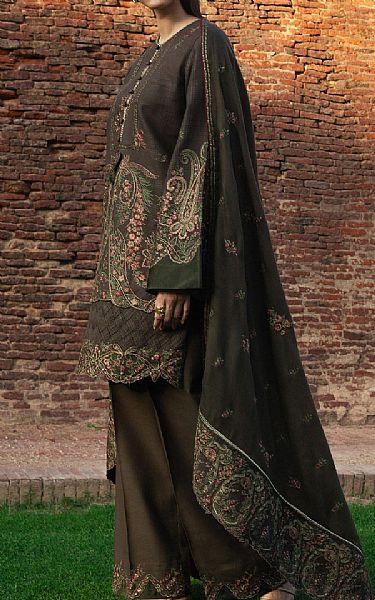 Zara Shahjahan Fuscous Grey Khaddar Suit | Pakistani Winter Dresses in USA- Image 2
