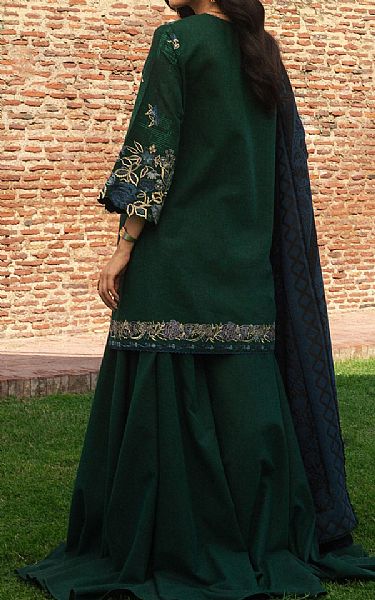 Zara Shahjahan Bottle Green Khaddar Suit | Pakistani Winter Dresses in USA- Image 2