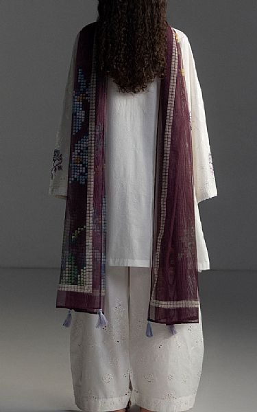 Zara Shahjahan Off-white Lawn Suit | Pakistani Lawn Dress in USA- Image 2