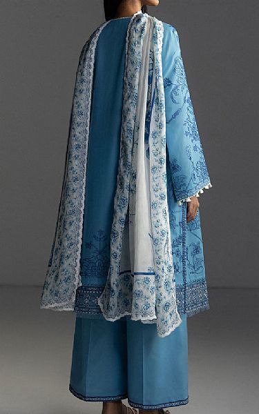 Zara Shahjahan Cadet Blue Lawn Suit | Pakistani Lawn Dress in USA- Image 2