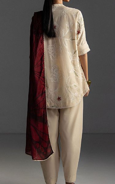 Zara Shahjahan Beige Lawn Suit | Pakistani Lawn Dress in USA- Image 2