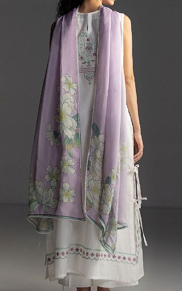 Zara Shahjahan Pearl White Lawn Suit | Pakistani Lawn Dress in USA- Image 2