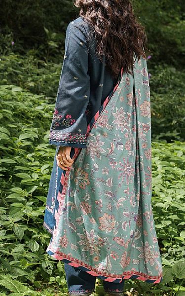 Zara Shahjahan Teal Blue Khaddar Suit | Pakistani Winter Dresses- Image 2