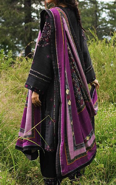 Zara Shahjahan Black Mono Long Suit | Pakistani Winter Dresses- Image 2