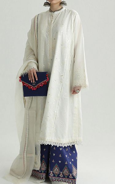 Zara Shahjahan White Lawn Suit | Pakistani Lawn Suits- Image 1