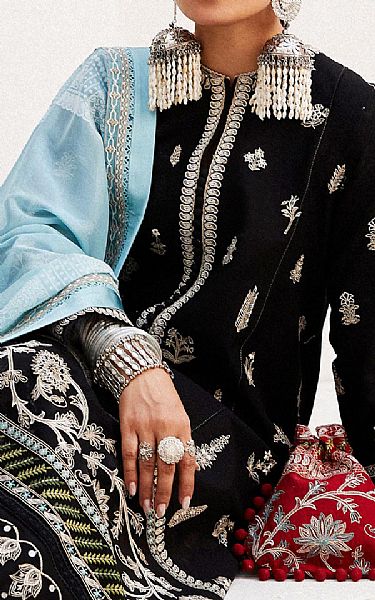 Zara Shahjahan Black Lawn Suit | Pakistani Lawn Suits- Image 2